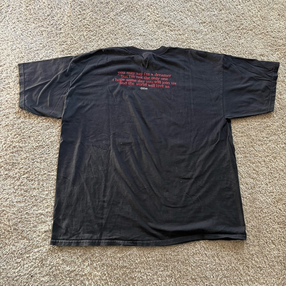 Vintage 90s John Lennon New York City Faded Black Double Sided 2XL - Picture 3 of 6
